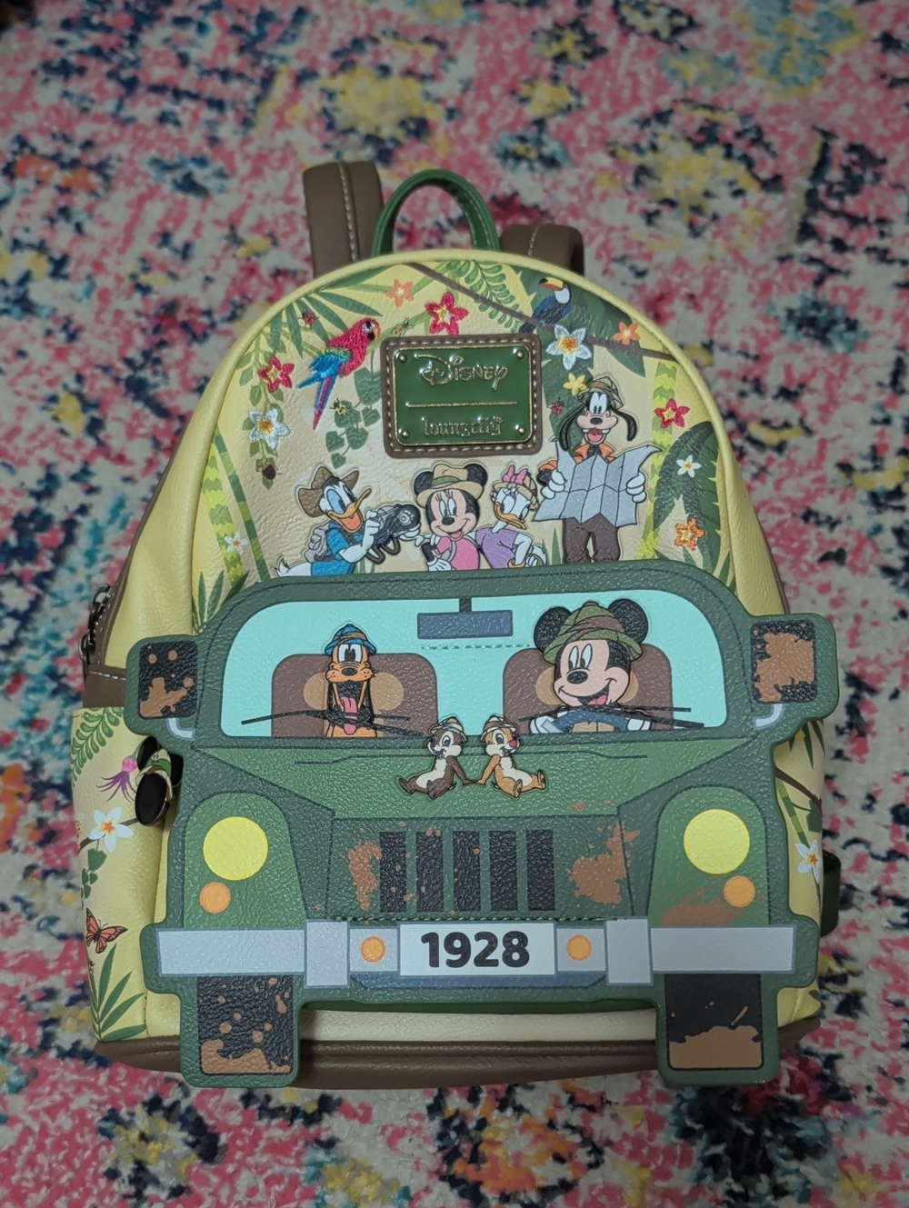 Loungefly Yellow & Green Disney Road Trip Mickey Backpack